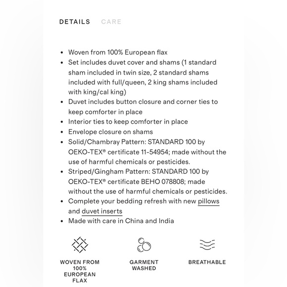 Quince European Linen Duvet Cover Set in Dusty Blue - Picture 6 of 7